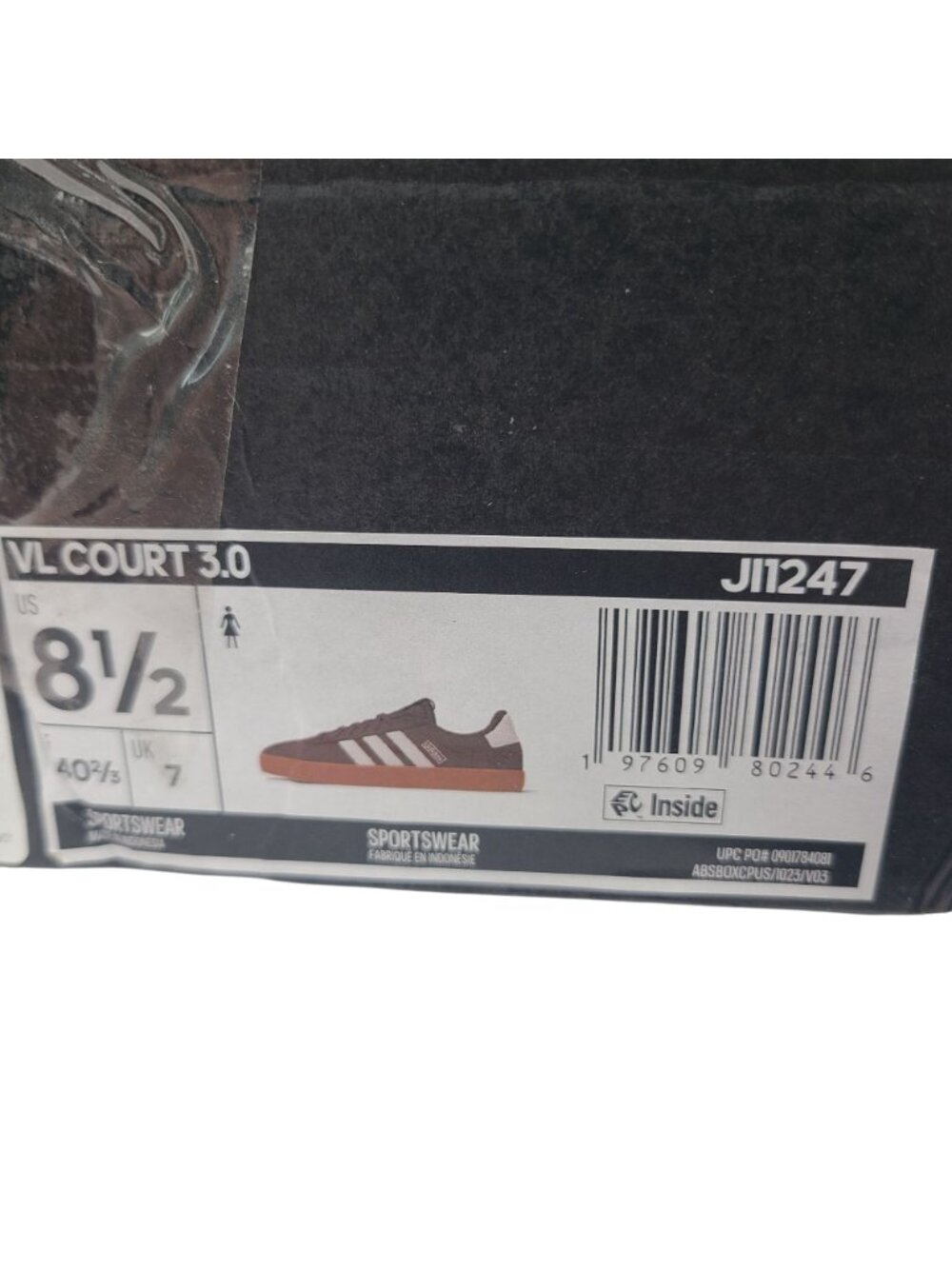 NEW Adidas VL Court 3.0 Women's Sneakers Brown & White Suede Size 8.5 - Picture 2 of 7